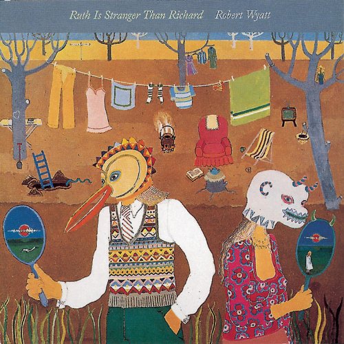 Album cover: surreal landscape with figures holding mirrors.