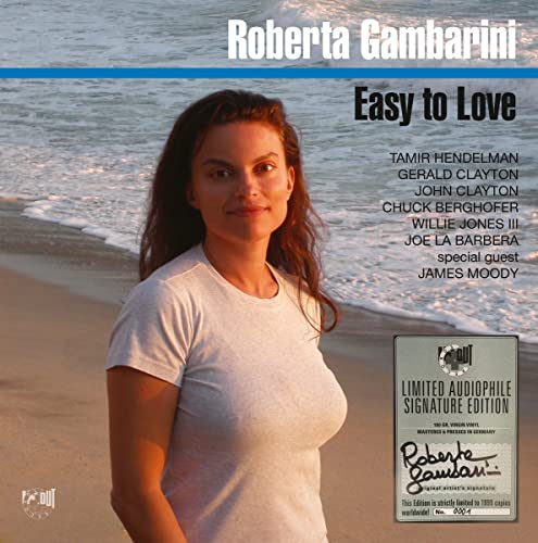 Roberta Gambarini album cover, portrait of a woman on a beach.