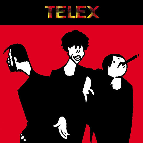 Red album cover featuring three silhouetted figures with stylized hair.