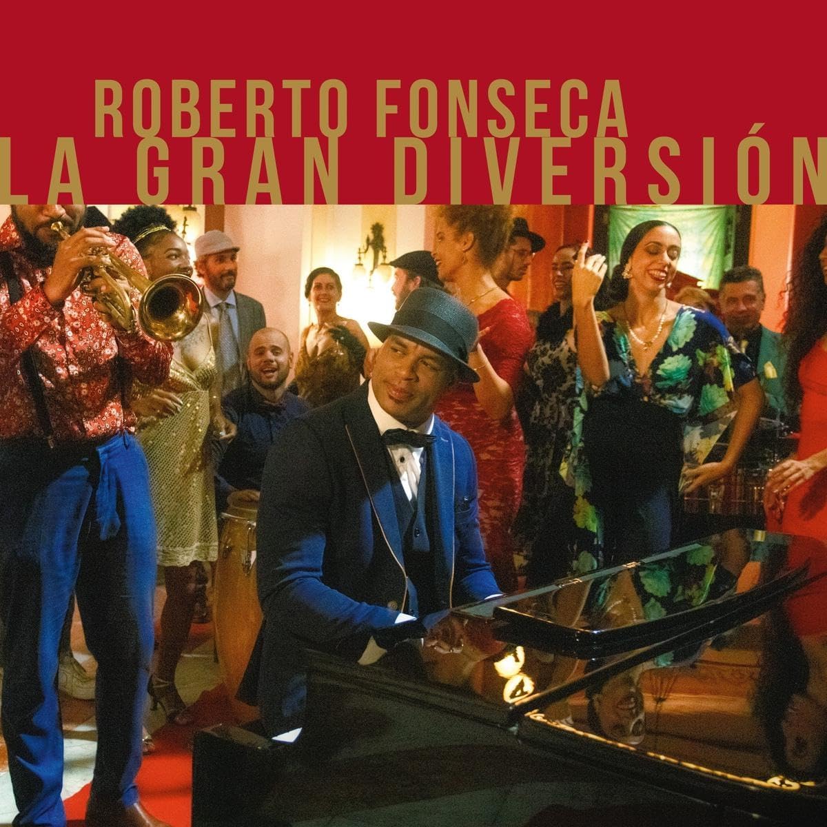 Roberto Fonseca album cover featuring a band playing lively music.