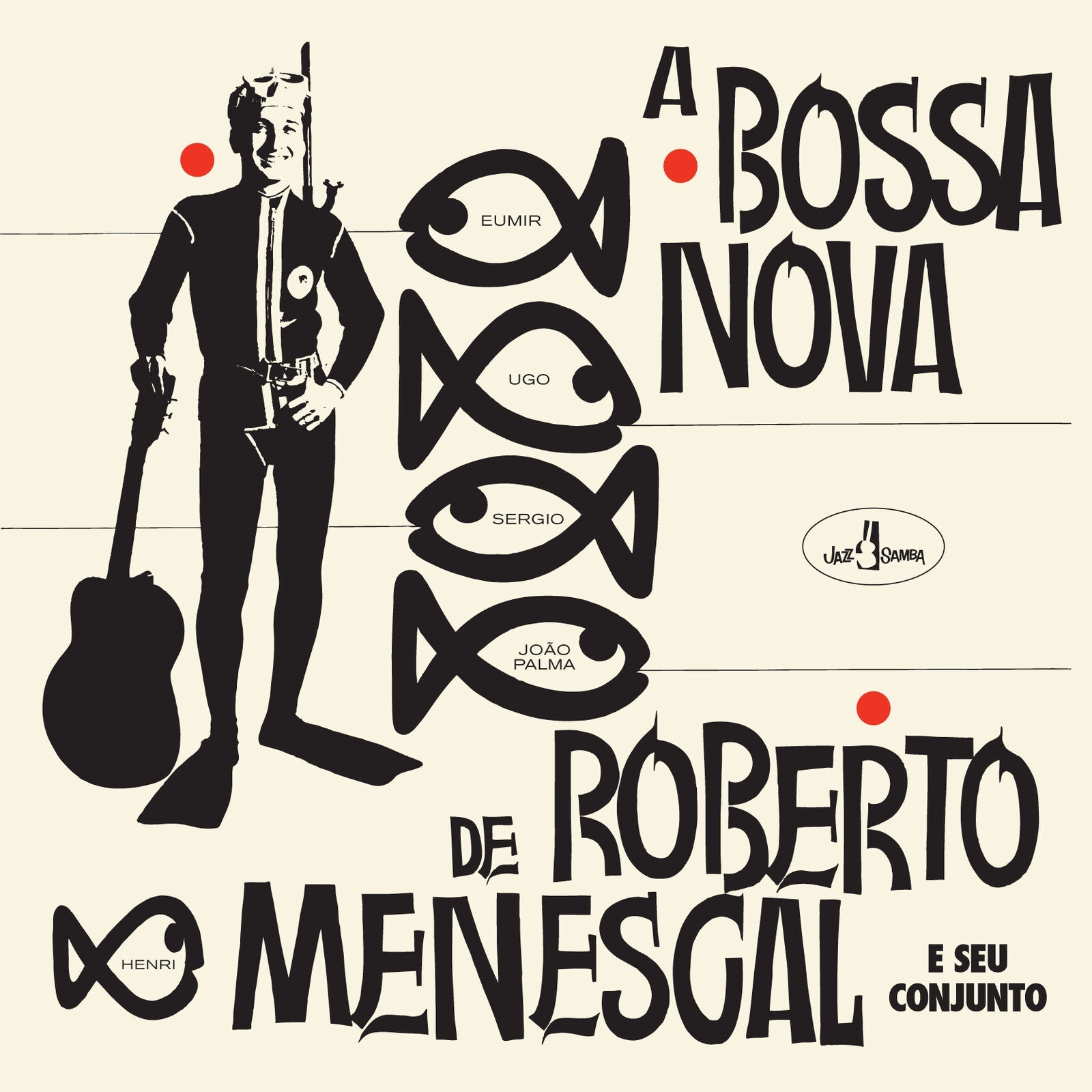 Album cover featuring a diver with a guitar, stylized fish icons, and bold typography.