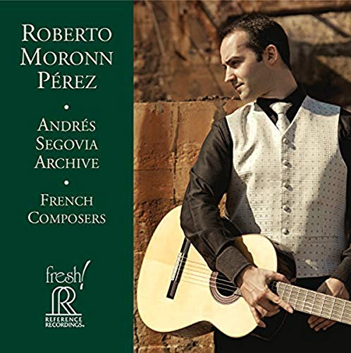 CD cover featuring guitarist Roberto Moronn Pérez and text details.