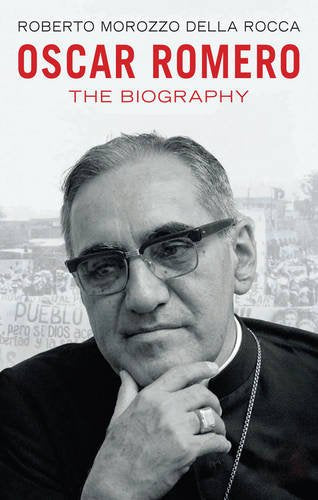 Black and white portrait of Oscar Romero, a Catholic Archbishop, with text.