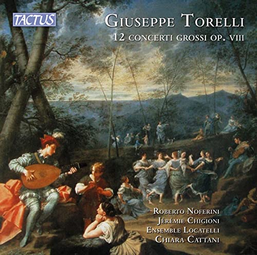 CD cover for Torelli’s “12 Concerti Grossi, Op. 8” with classical painting.