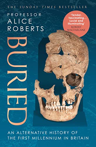 Book cover: “Buried” features a human skull against a blue background.