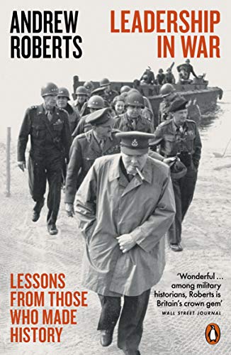 Book cover: "Leadership in War" with a black and white photo of military leaders.