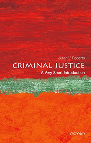 Book cover: "Criminal Justice: A Very Short Introduction" with red and green textures.