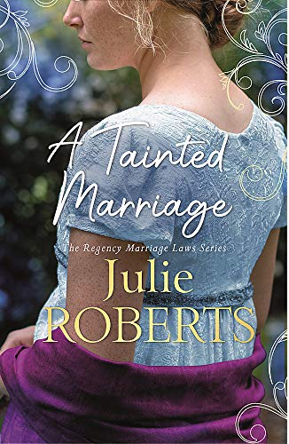 Book cover: woman in blue dress, title “A Tainted Marriage” visible.