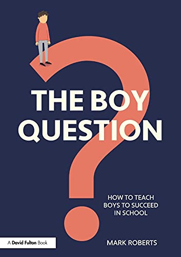 Book cover with a large pink question mark and a small boy standing atop.
