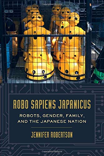 Book cover featuring yellow humanoid robots behind a metal grid.