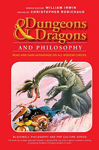 Book cover: "Dungeons & Dragons and Philosophy" with dragon and knight art.