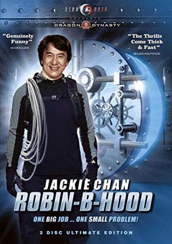DVD cover for "Robin-B-Hood" starring Jackie Chan, standing by a vault.