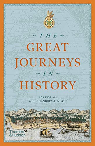 Book cover: "The Great Journeys in History" with map background.