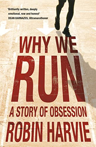 Book cover for "Why We Run" with red title and runner's legs.
