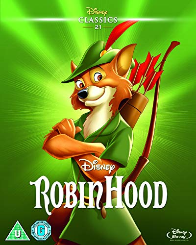 Disney’s Robin Hood Blu-ray cover featuring the fox character with a bow.