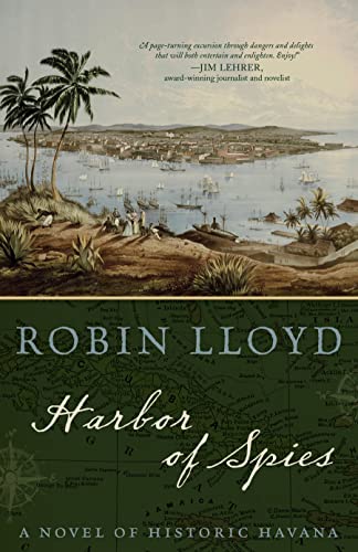 Book cover: historic Havana harbor scene with title "Harbor of Spies.