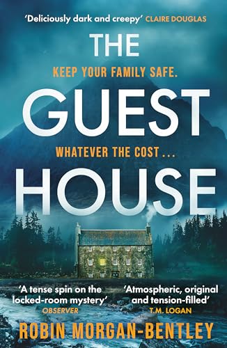 Book cover for "The Guest House" featuring a remote stone house.