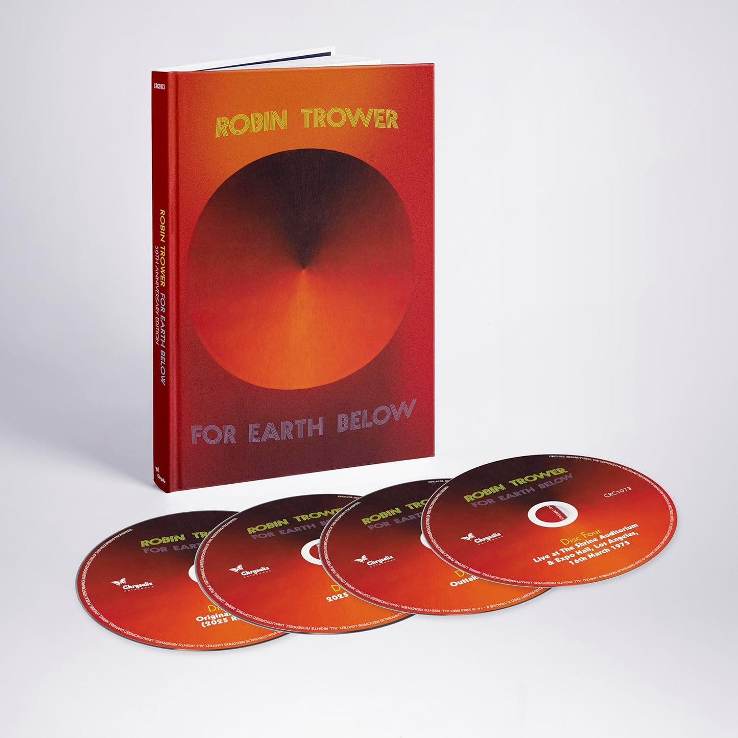 Robin Trower "For Earth Below" 50th Anniversary CD box set with discs.