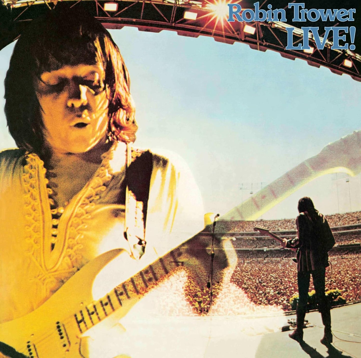 Robin Trower album cover featuring a guitarist and concert crowd.