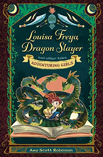 Book cover: girl with a dragon, ornate green and gold frame.