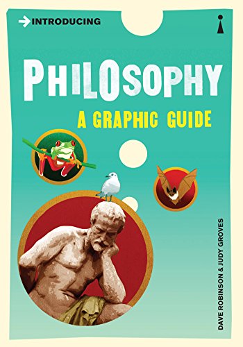 Book cover: "Philosophy - A Graphic Guide" with a bust and animals.