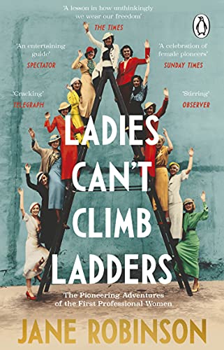 Book cover: “Ladies Can’t Climb Ladders” depicts women ascending a ladder.