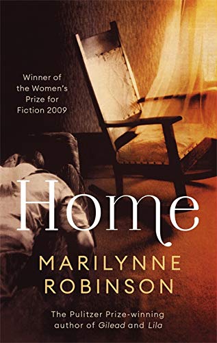 Book cover: “Home” by Marilynne Robinson, showing a chair and person’s back.