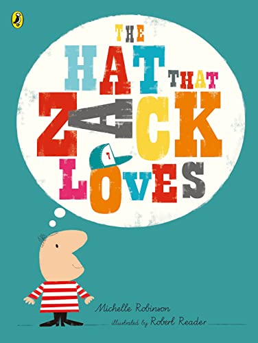 Book cover: colorful text spells “The Hat That Zack Loves” with a boy below.