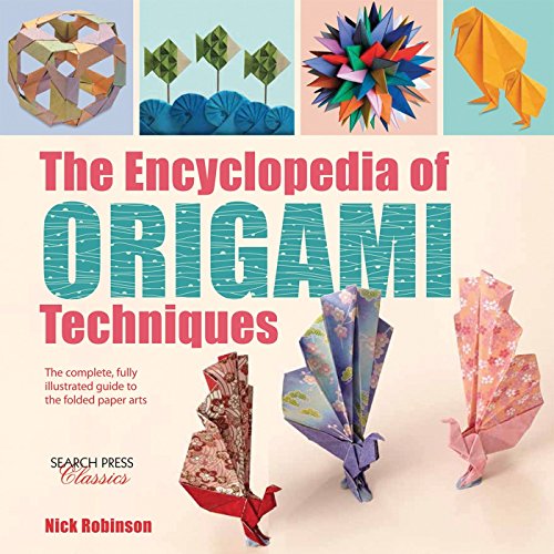 Book cover titled The Encyclopedia of Origami Techniques featuring various folded paper art models.