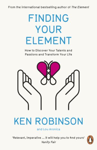 Book cover with hands cradling a butterfly illustration, title "Finding Your Element.