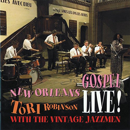 Gospel band performing live on stage, album cover for Tori Robinson.