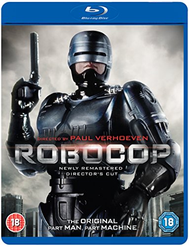RoboCop Blu-ray cover featuring the cyborg police officer holding a gun.