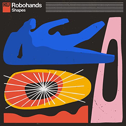 CD cover for Robohands’ “Shapes” featuring abstract blue and red shapes.