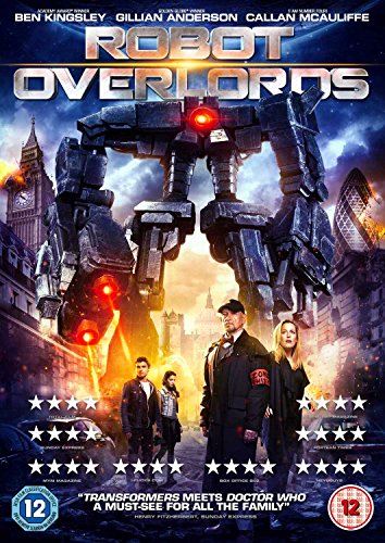 DVD cover for "Robot Overlords" featuring a large robot and people.