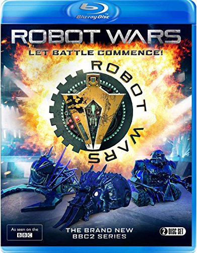 "Blu-ray case for 'Robot Wars' with robotic machines and explosion on the cover."