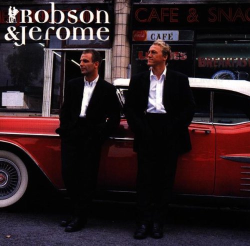Robson & Jerome album cover featuring two men beside a red car.