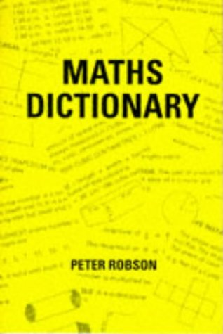 Yellow “Maths Dictionary” cover with handwritten equations and author name.