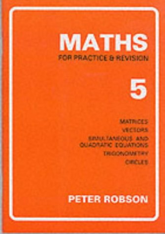 Red textbook cover with "MATHS" and the number 5, by Peter Robson.