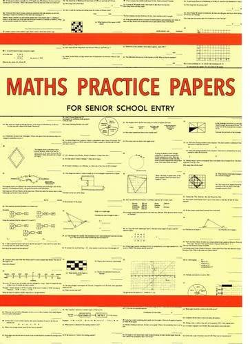 Yellow maths practice paper cover with geometric shapes and equations.