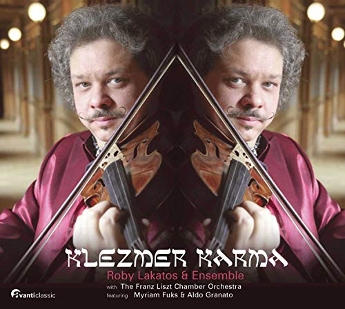 Man with curly hair holding violin, mirrored image, on a CD cover.