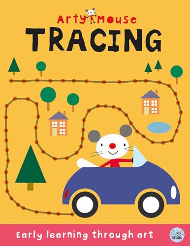 Book cover: a grey mouse drives a red car on a dotted road.