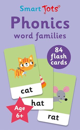 Phonics flashcards with illustrations of a cat, mouse, and words like "cat," "hat," "rat.