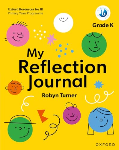 Kindergarten reflection journal cover with colorful cartoon faces and text.