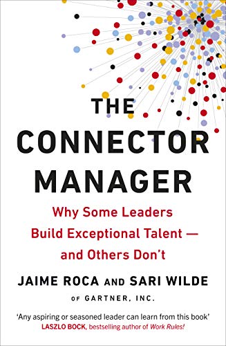 Book cover: "The Connector Manager" with colorful dot network graphic.