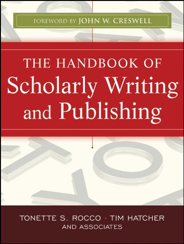 Red book cover with white text: "The Handbook of Scholarly Writing and Publishing.