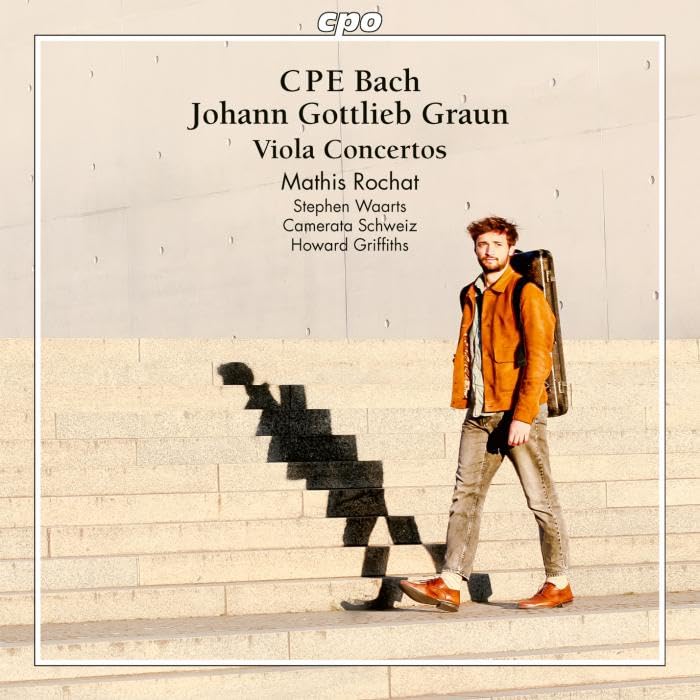 CD cover featuring a man with a viola, composers’ names listed.