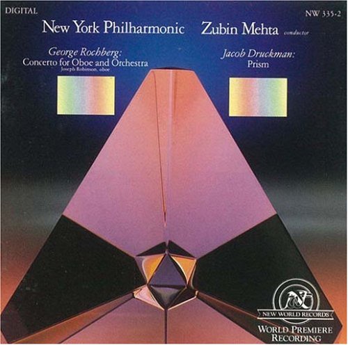 "CD cover featuring a geometric prism design with 'New York Philharmonic' text."