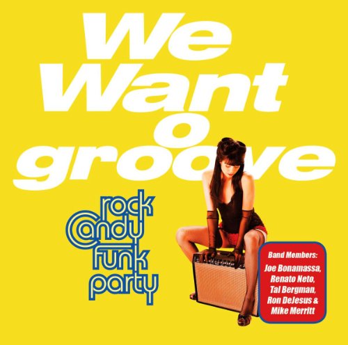 Yellow CD cover with woman sitting on an amplifier, text overlay.