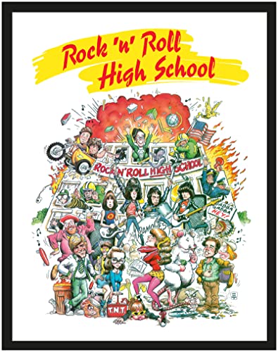 Rock 'n' Roll High School" Blu-ray cover art, chaotic cartoon illustration.