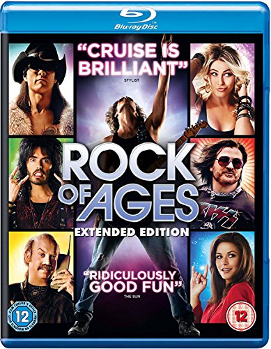 Rock of Ages" Blu-ray cover featuring a collage of film characters.